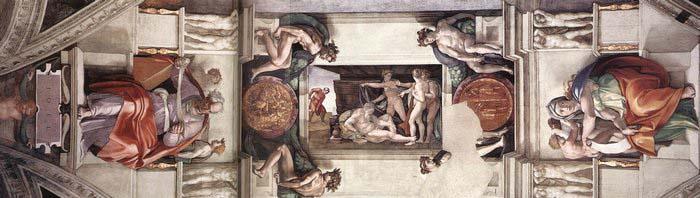 Michelangelo Buonarroti The first bay of the ceiling Spain oil painting art